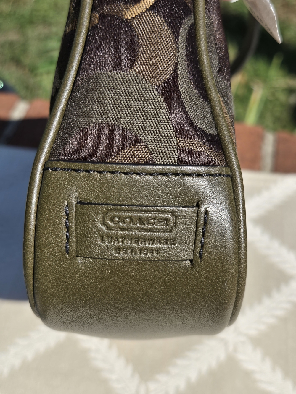 Coach Small Signature Shoulder Bag in Olive and Khaki D04J-7027-NEW - Picture 3 of 12